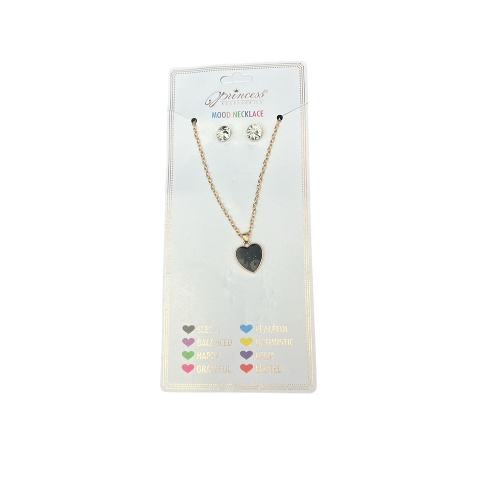 Princess Gold and Black Heart Pendant Necklace